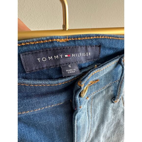 Tommy Hilfiger Patchwork Denim Mini Skirt Blue Two-Tone Y2K Style Size 8 - Picture 3 of 7